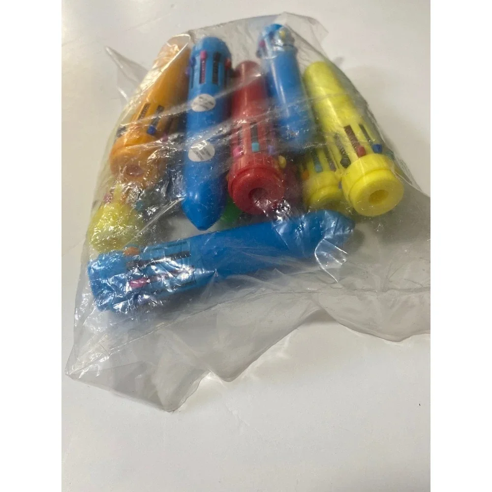 Dazzling Toys Mini Shuttle Pens Neon Plastic Click Pens 10 Ink Colors Pack Of 12